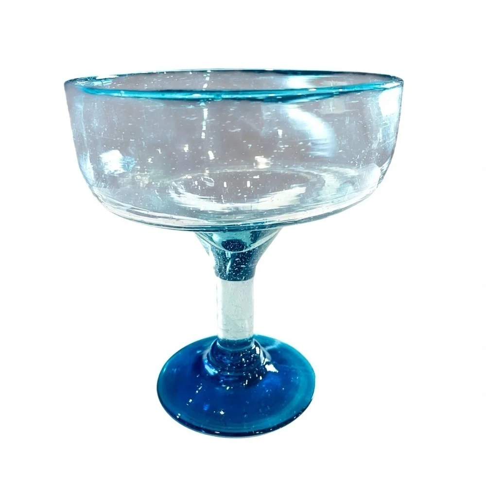 Mexican Hand Blown Glass – Set of 2 Hand Blown Margarita Glasses (16 oz)